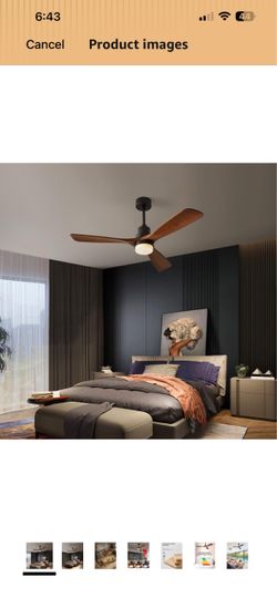 Modern Ceiling Fans with Lights, 3 Wood Fan Blades, 52" Black with Remote Control, Noiseless Reversible DC Motor for Bedroom/Living Room/Study/Patio
