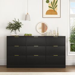 Brand New Sealed Black 9 Drawer Dresser Wide Chest Of Drawers