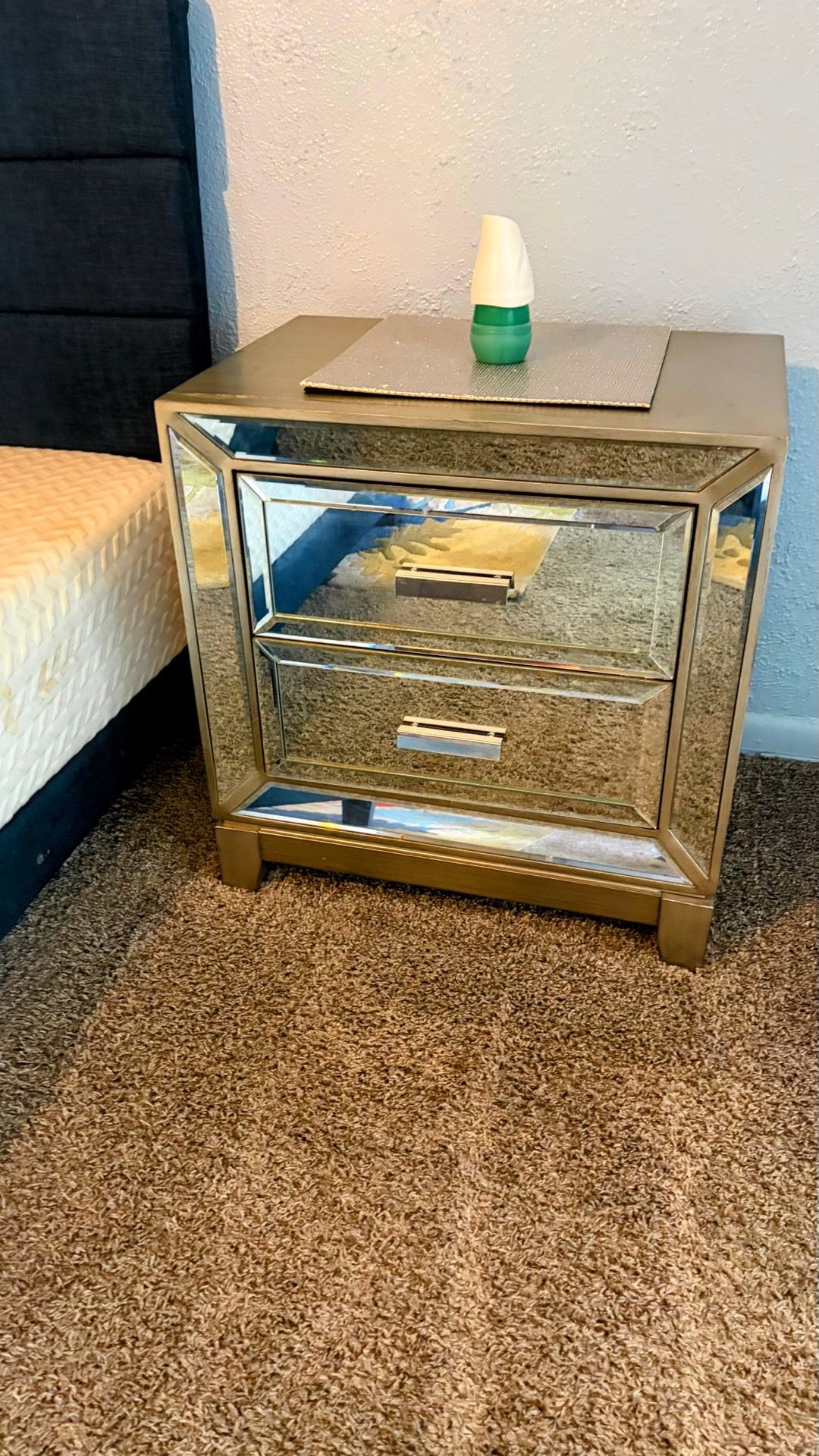Three year old Bed side nightstand with mirror decor $250