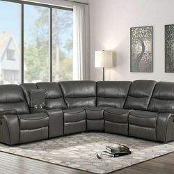 Florence Gray Reclining Sectional Sofa

