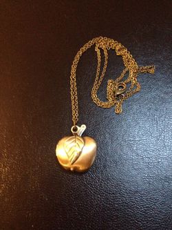 Apple locket brass necklace 28" chain