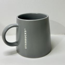 Starbucks Medium ) Gray Tapered/ Wide Base Embossed Mug 16 oz.