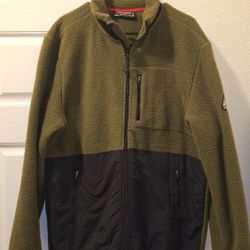 Avalanche Jacket Men Large Green Fleece Outdoors Full Zip Heavyweight Used -Like New