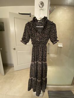 Black Floral Long Max Studio Womens Size XS Dress