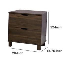 Benzara Brown Nightstand w/ 2 Drawers - Brown
