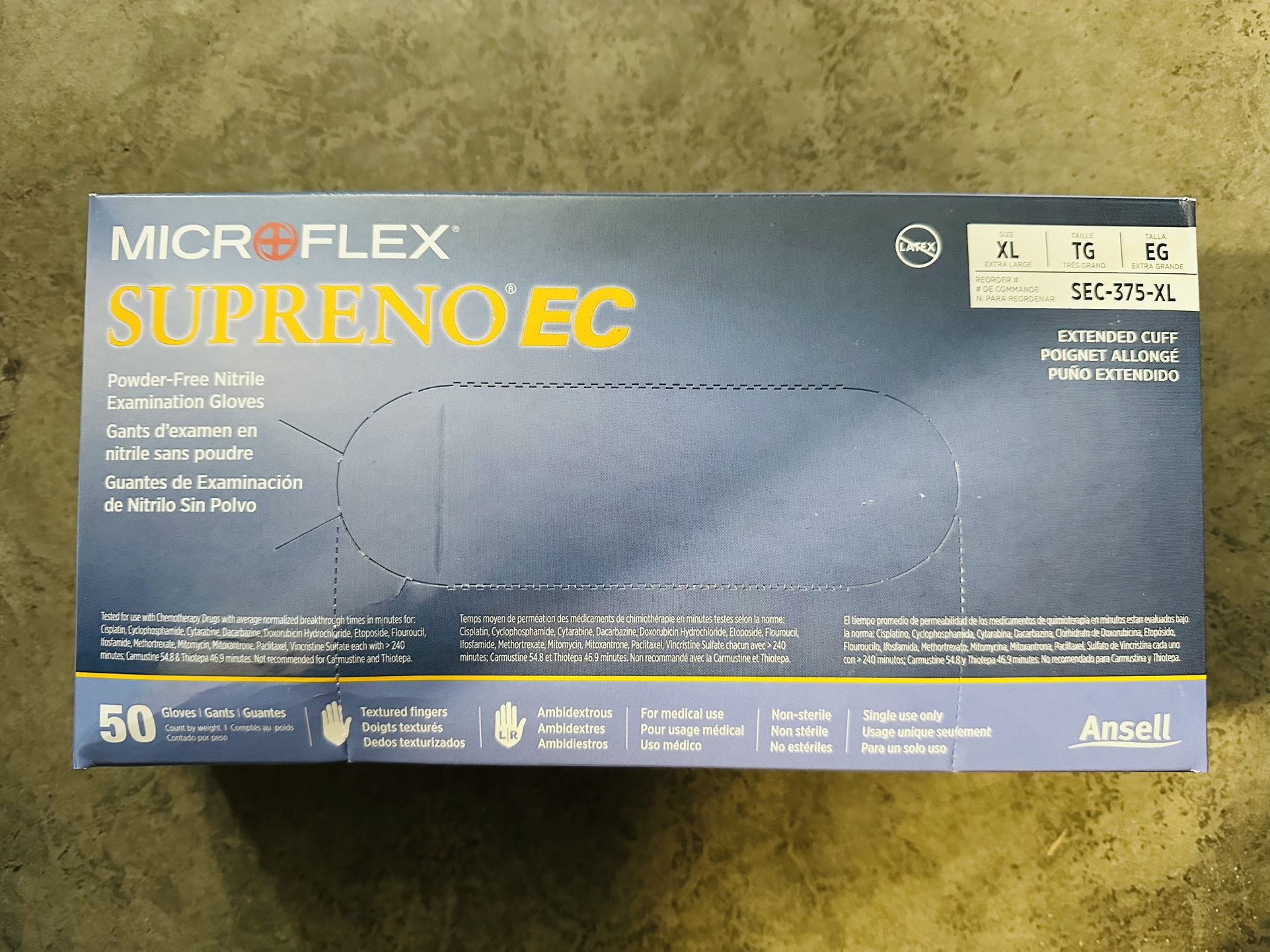 Microflex SEC-375-XL Supreno EC Powder Free Nitrile Gloves X-Large