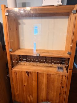 Wooden Display Cabinet with Wine Rack