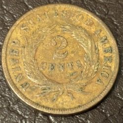 Two cents 1965.  Antique Coin USA 