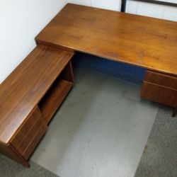 Large Oak Desk With Left Return 