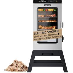 EAST OAK Ridgewood Pro Max Electric Smoker with Leg Kit, Built-in Meat Probe &Side Wood Chip Loader | Up to 6× Longer Smokes, Adjustable Temperature C