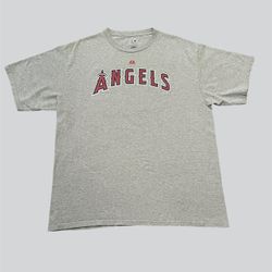 Albert Pujols Anaheim Angels vintage baseball gray jersey style majestic T shirt  Size XL