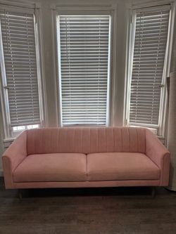 Pink velvet couch