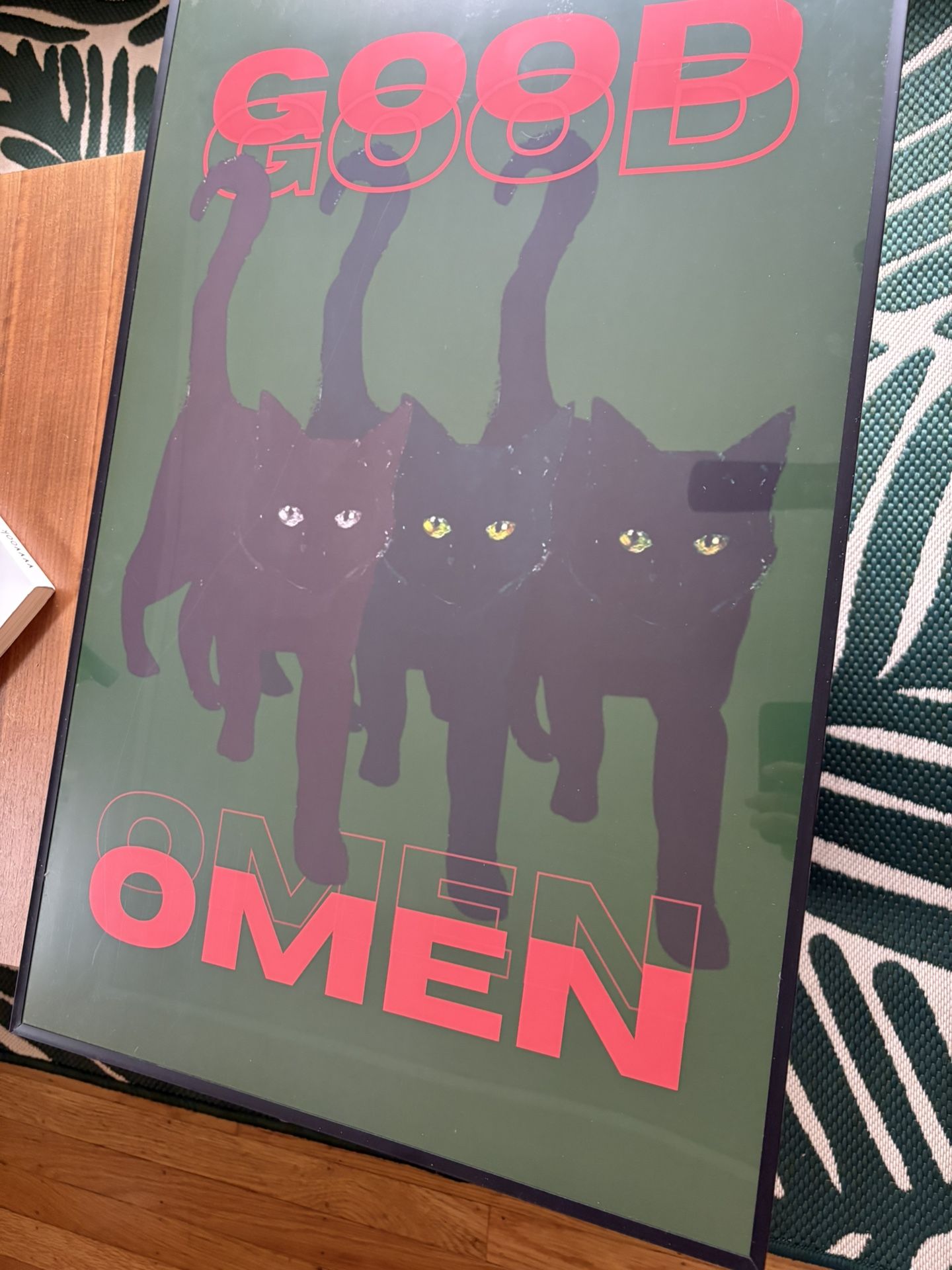 Framed 20x30 “Good Omen” Custom Art Poster – Black Cats Design