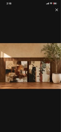 LIKE NEW! Large Canvas Paintings 32x26 set of 2