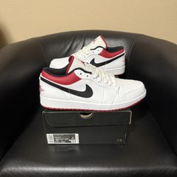 Brand new Air Jordan 1 lows White University Red size 12.5 with original box and proof of purchase.