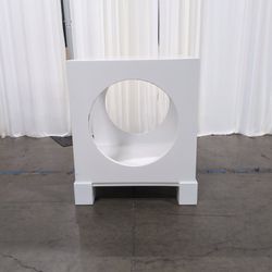 PT Bhineka Furindo White End Table with Circular Cutouts