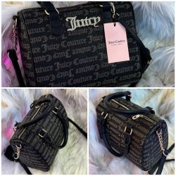Juicy Couture Black Printed Leather Bag