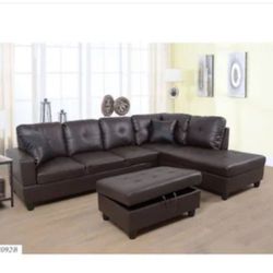 Living Room Furniture Sectional Sofa Couch Sofa Couch Brand New Brown Sofa Brown Sectional Sofa Sets Two Boxes 🆕