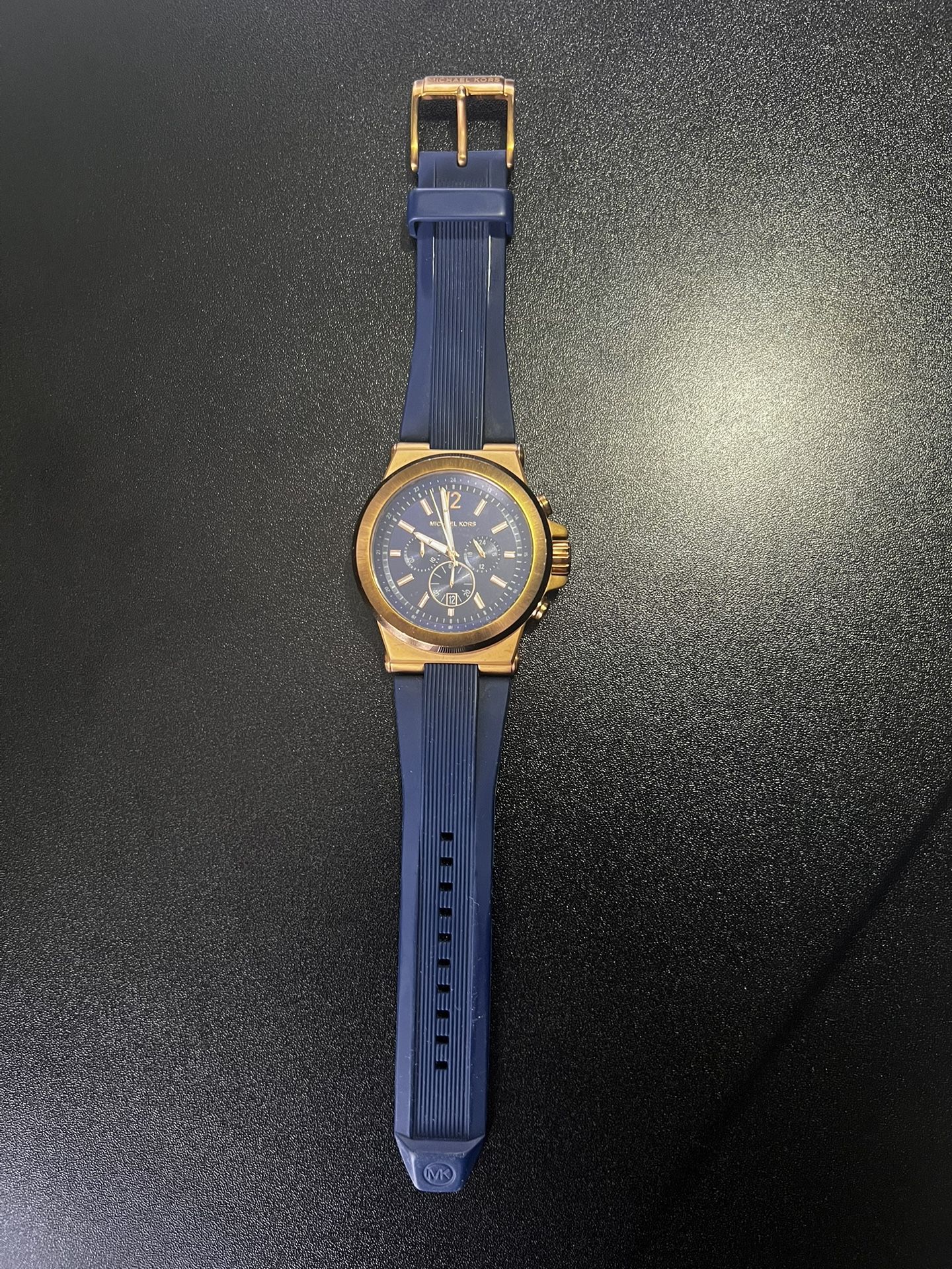 Michael Kors Watch Gold & Navy Blue with Rubber Band