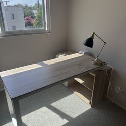 Modern Office Desk with Shelves & File Drawers