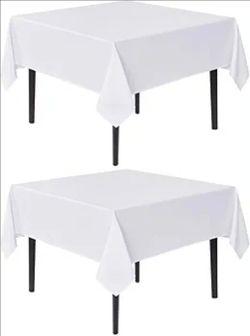 sancua White Square Tablecloths 54x54 Inch Table Cloth, 2 Pack
For Square or Round Tables, Washable Polyester Fabric Cover for Dinner, Holiday Party, 