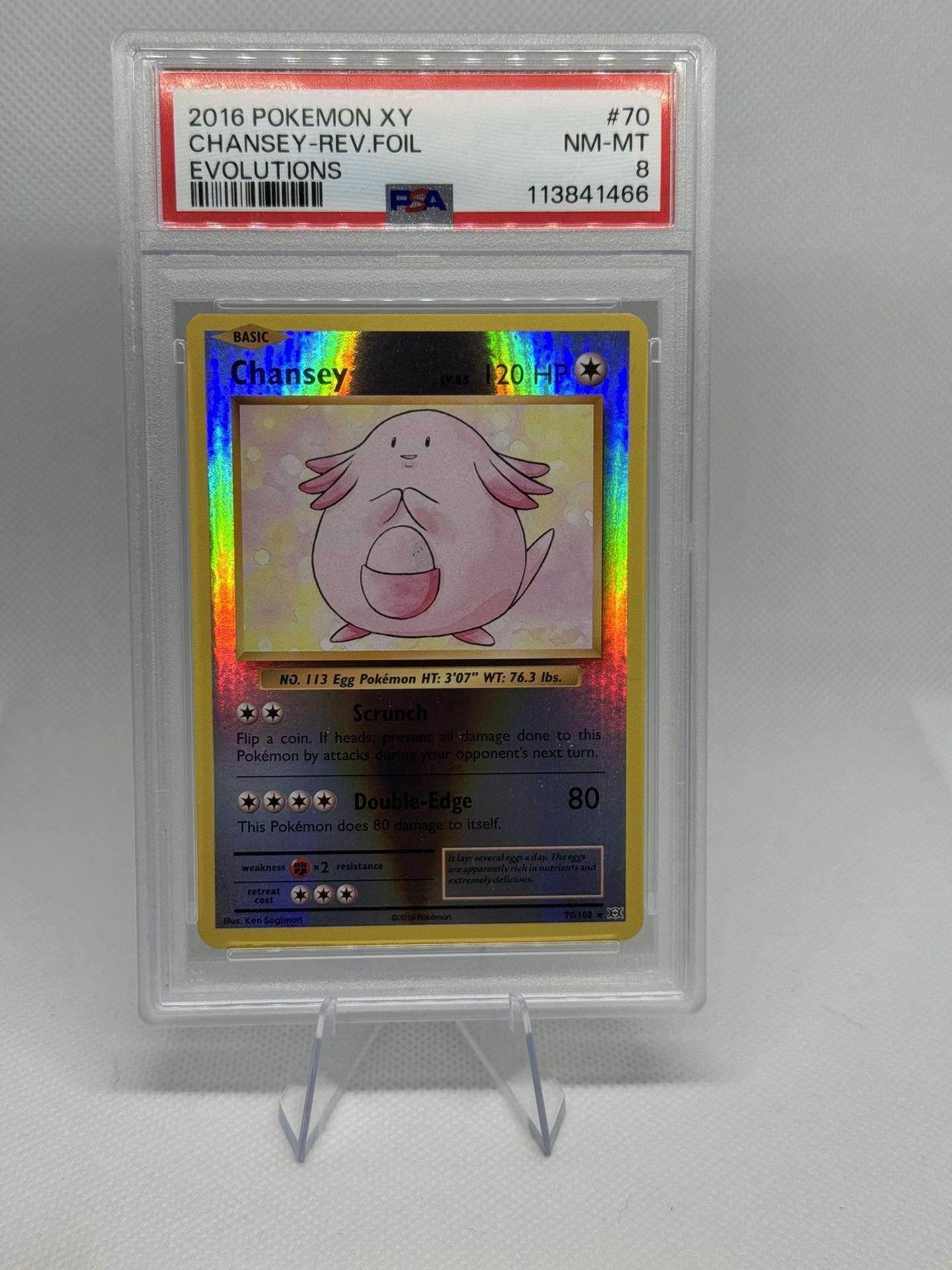 2016 Pokemon XY EVOLUTIONS #70 CHANSEY-REVERSE FOIL PSA 8