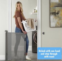 ✨New✨ Baby Gate Retractable Gates for Stairs, Mesh Dog Gate for The House, Wide Pet Gate 33" Tall, Extends to 55" Wide, 