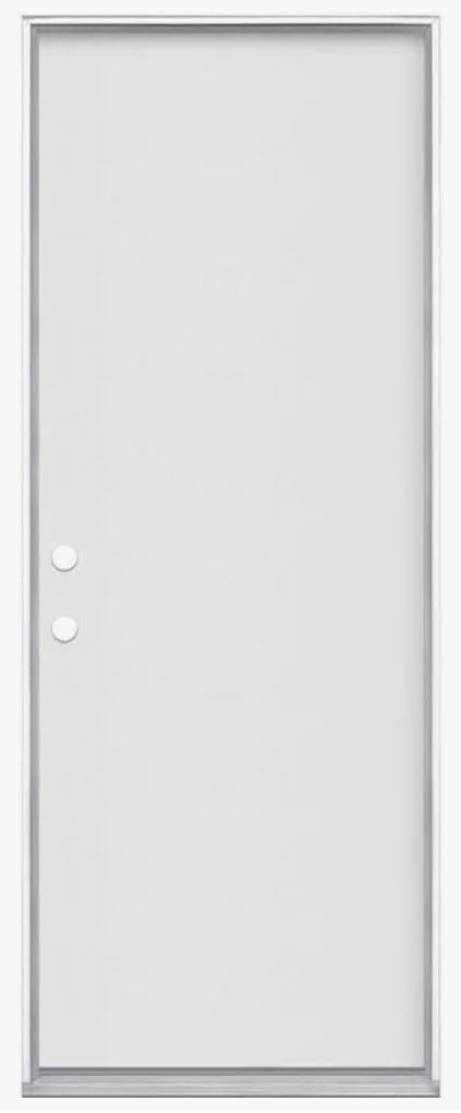 New 30” x 80” flush steel exterior door open out swing