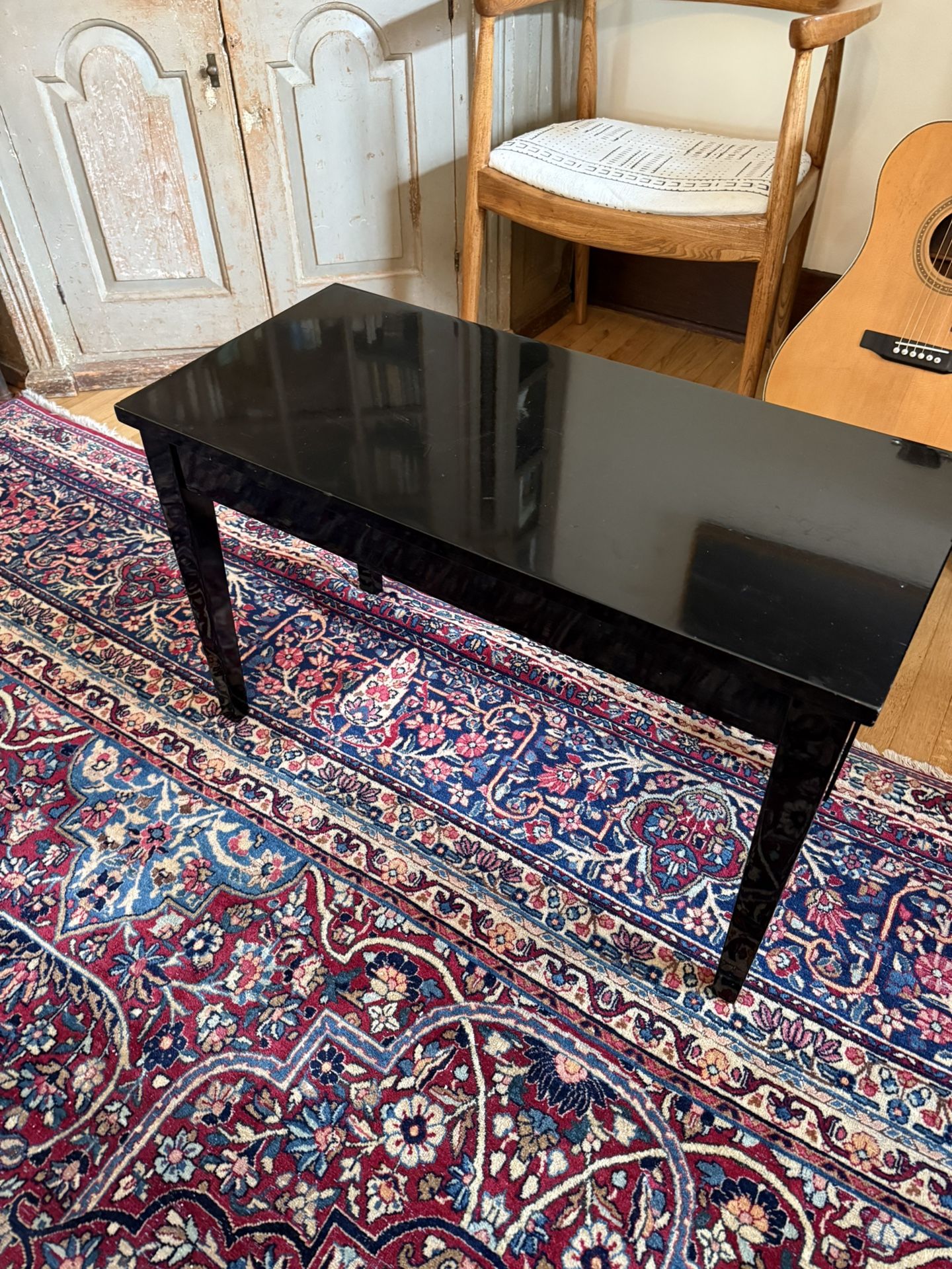 Solid Wood Ebony Black Piano Bench
