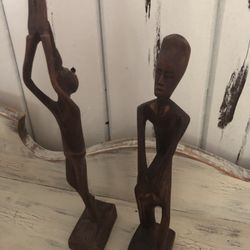 1950 Wooden Hand Craved African Sculpture 