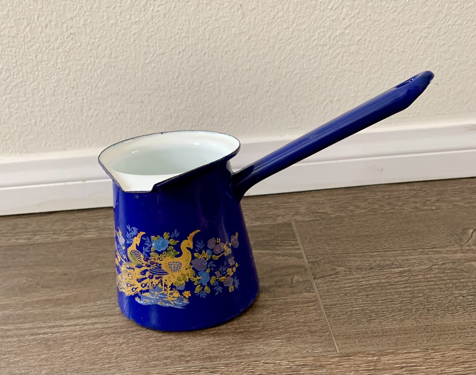 Vintage Blue Enamelware Coffee Pot Romania