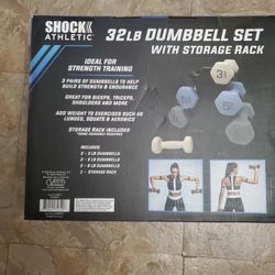 DUMBELL SET WITH STORAGE RACK 32LB