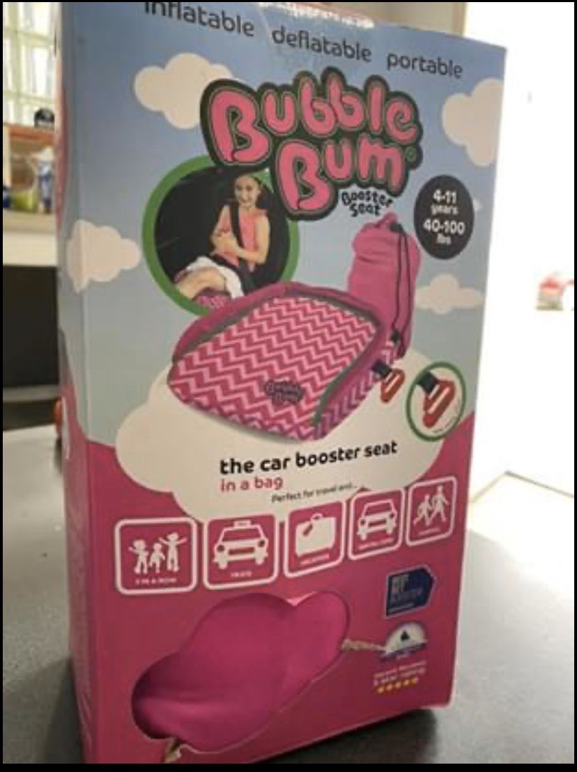 New Bubble Bum Inflatable Car Booster Seat Pink