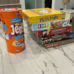 Lot Of 6 Board Games/Entertainment - Jenga, Life, Monopoly X3, Pictionary - Weston $25