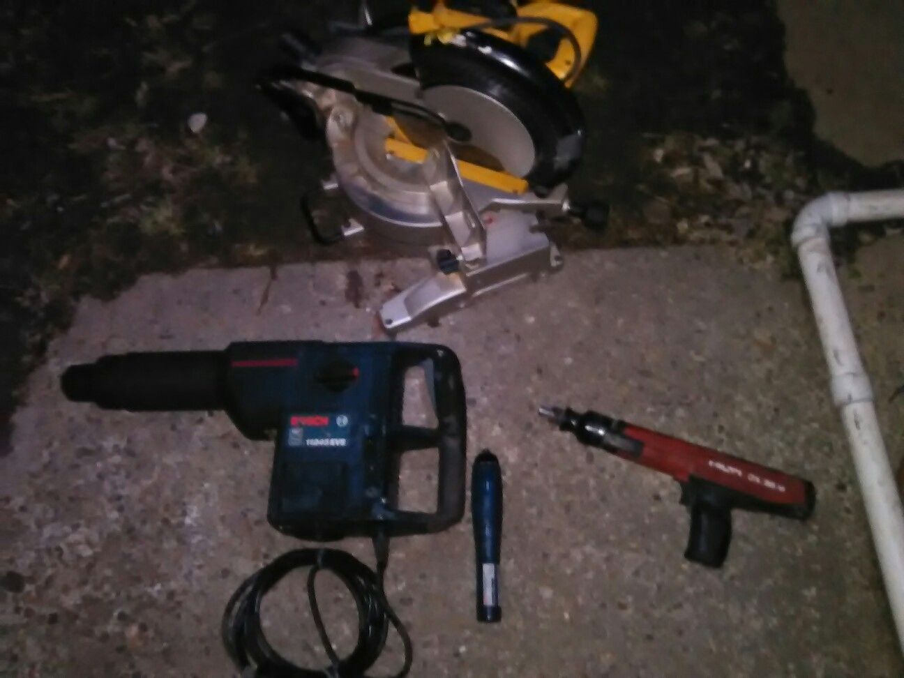 Dwalt saw and Hilti ramset and Bosch concrete drill