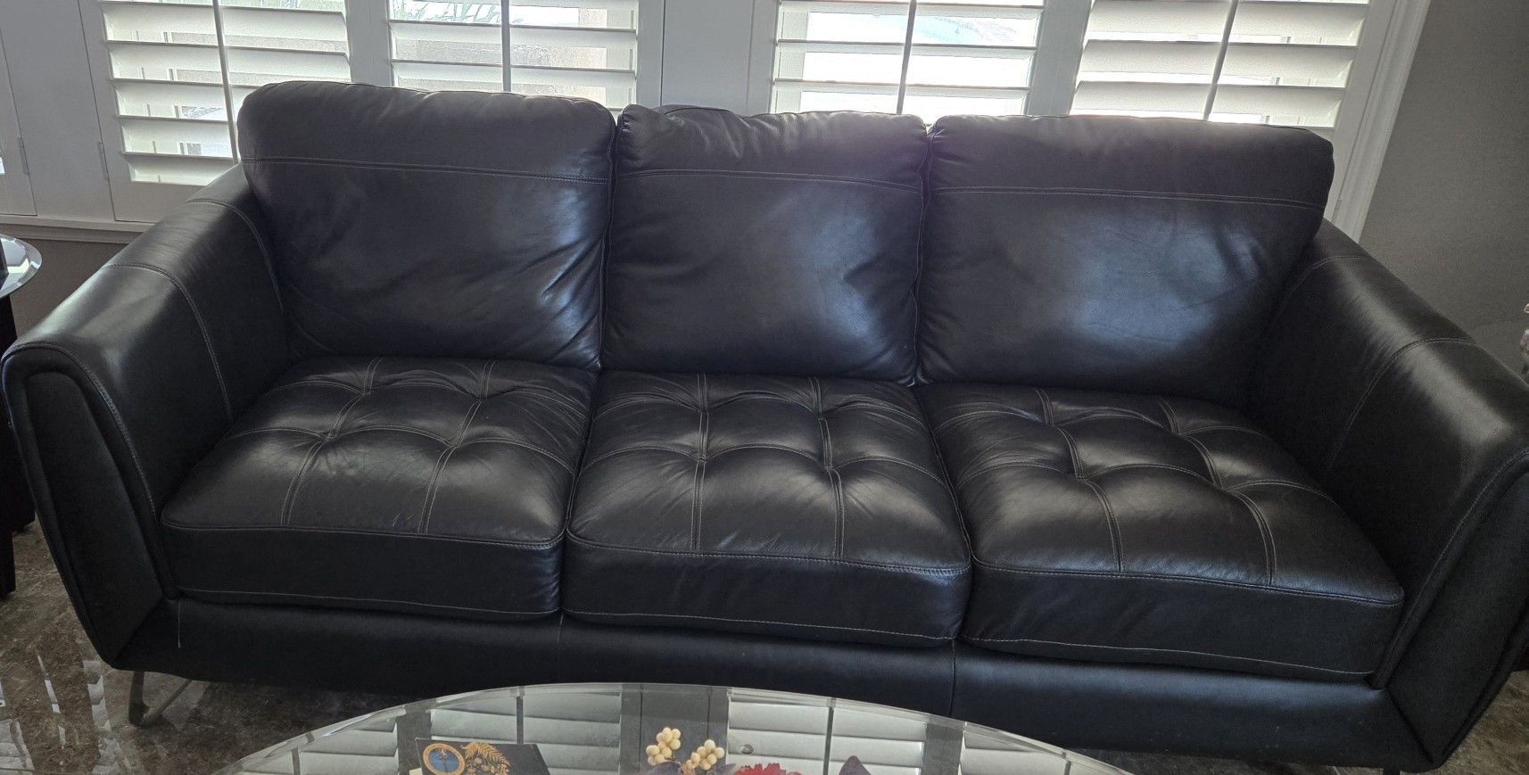 Black Leather Couch and Recliner