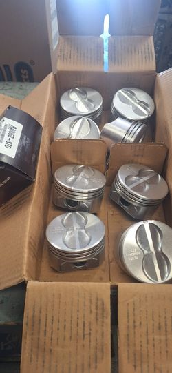 350 Chevrolet Std Bore Flattop Style Pistons With Rings Nrw In Box. Set Of 8 35th Ave And McDowell Phx