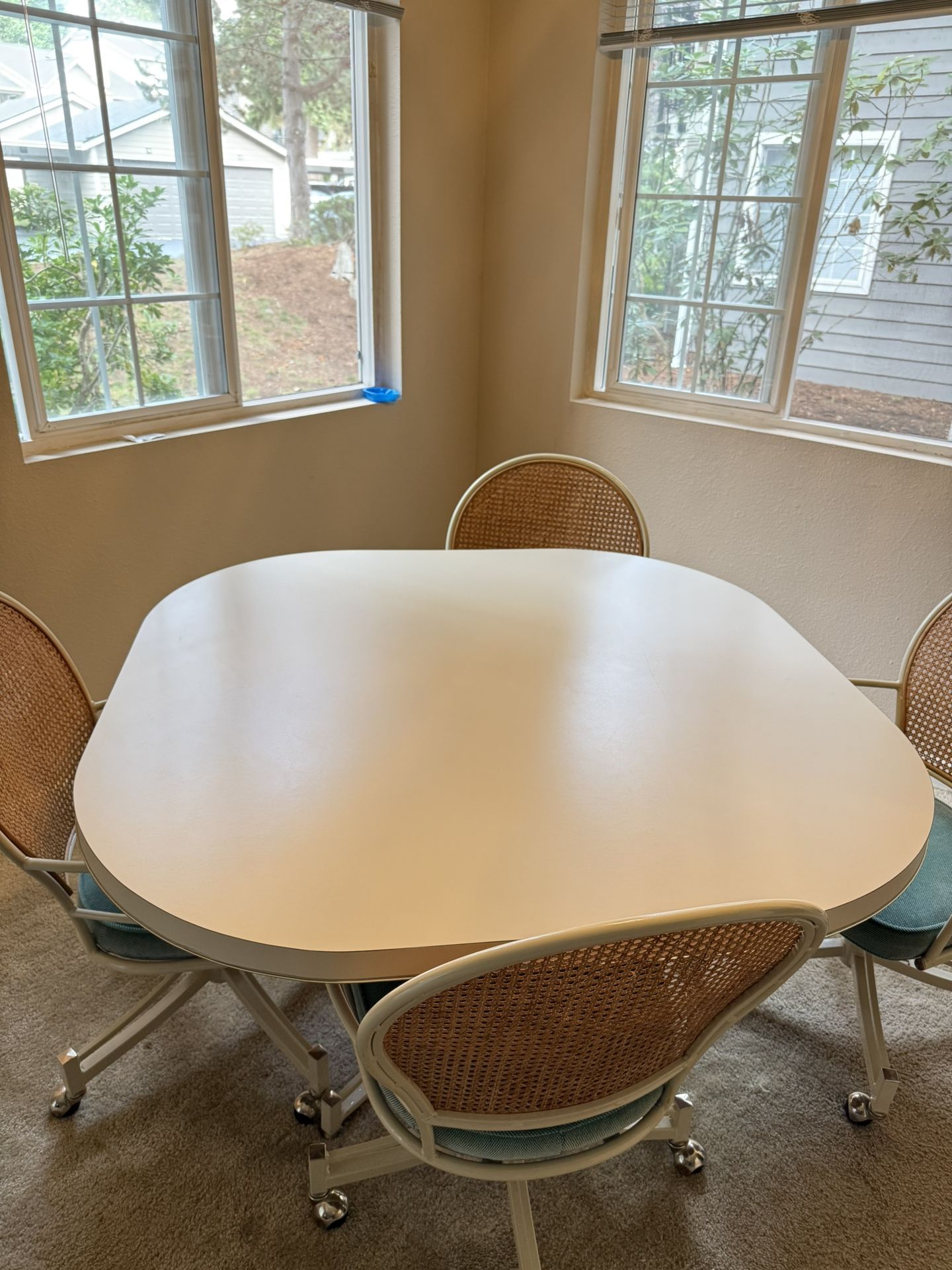 πΏ Vintage 70s/80s Mid Century Table & 4 Rolling Chairs