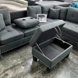 New Sectional Couch With Ottoman : Free Delivery 