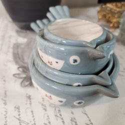 Ceramic Blue Bird Nesting Measuring Cups