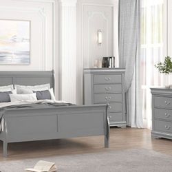 Brand New Grey 4pc Queen Bedroom Set 