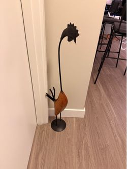 Modern Wood and Metal Rooster Sculpture home decor