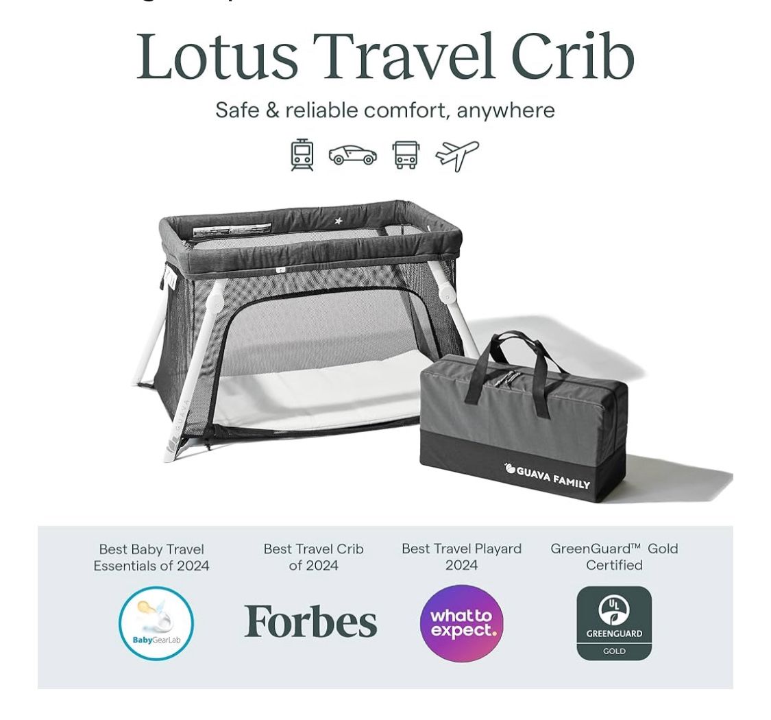 Guava Lotus Travel Crib with Lightweight Backpack Design