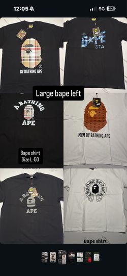 6 different large bape tees for 30 each