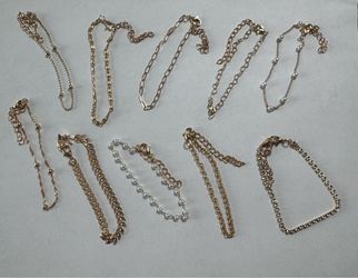 NEW 10 Gold-Tone Bracelets Bundle for Women or Girls - All Adjustable
