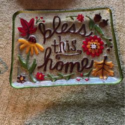 Lori Siebert Glass. Plate. (missing Button On Back)