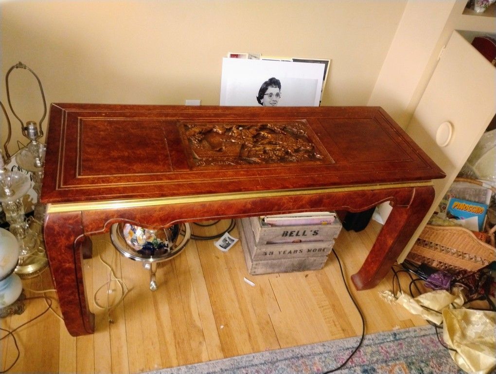 Two Asian Carved Tables Vintage 1980s