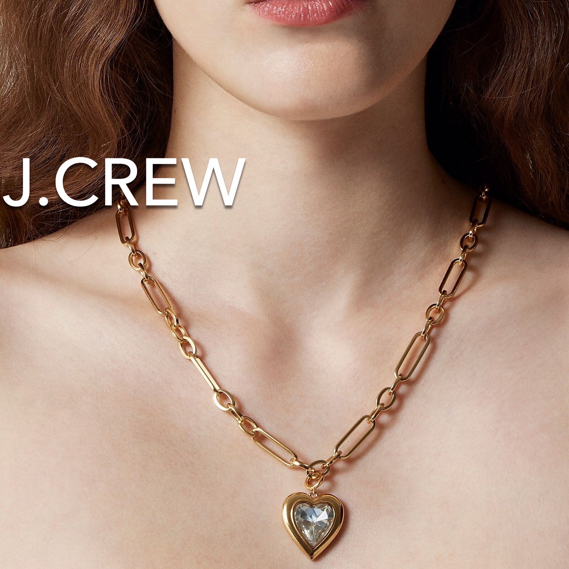 (NEW) (1 AVAILABLE) WOMEN’S J.CREW CRYSTAL HEART PENDANT NECKLACE - SIZE: OS (ONE SIZE)