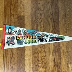 Vintage CANOBIE LAKE PARK NEW HAMPSHIRE SOUVENIR FELT PENNANT 8" x 25"