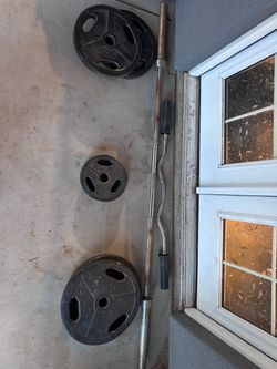 Barbell + Curl Bar with Weight Plates Set